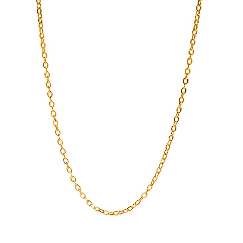 Waterproof Gold Minimalist Necklace: Versatile, Non-Fading, Shiny Plain Chain for Pendants and Clavicle Wear.