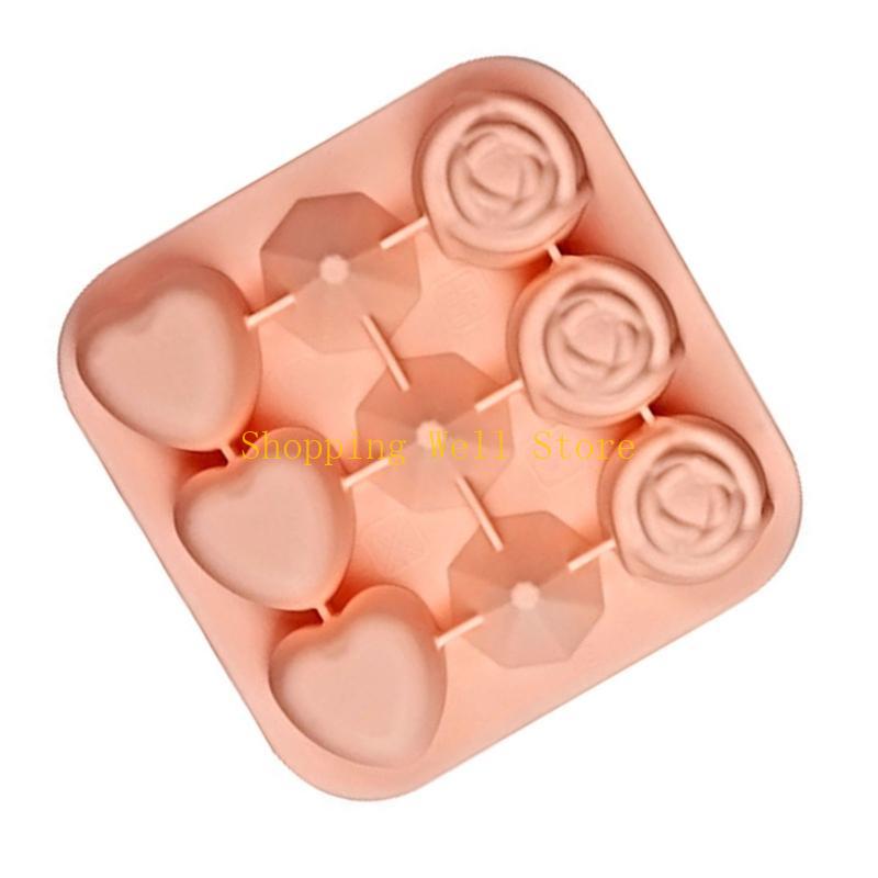 KX4B Rose Heart Diamond Mold Tray Silicone Ice Maker