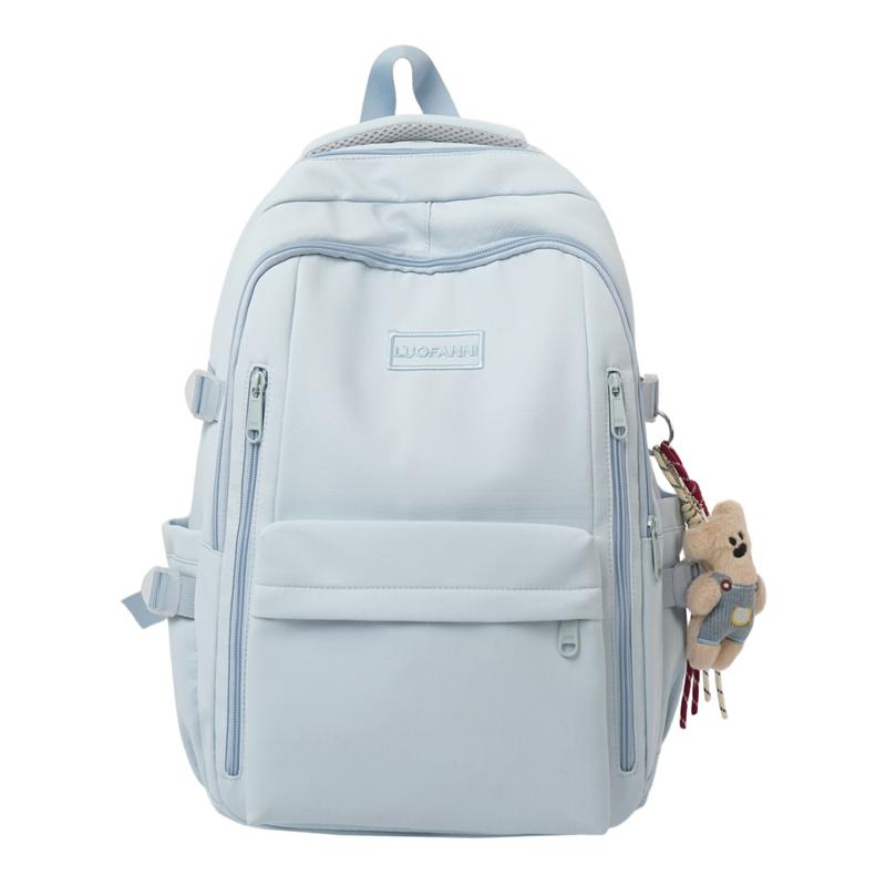 Solid Color Student Schoolbag Women's Large Capacity Backpack