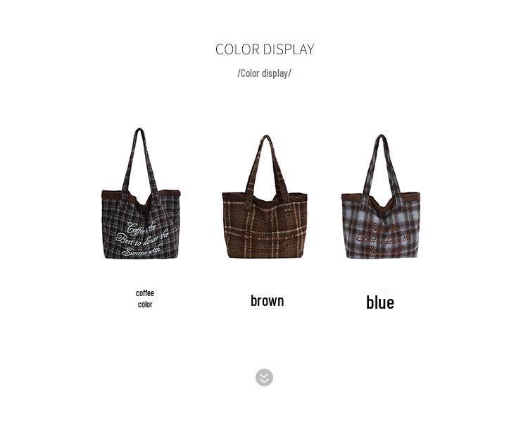 2025 Plaid Casual Commuter Shoulder Bag - Large Capacity Woolen Handbag Tote for Ladies