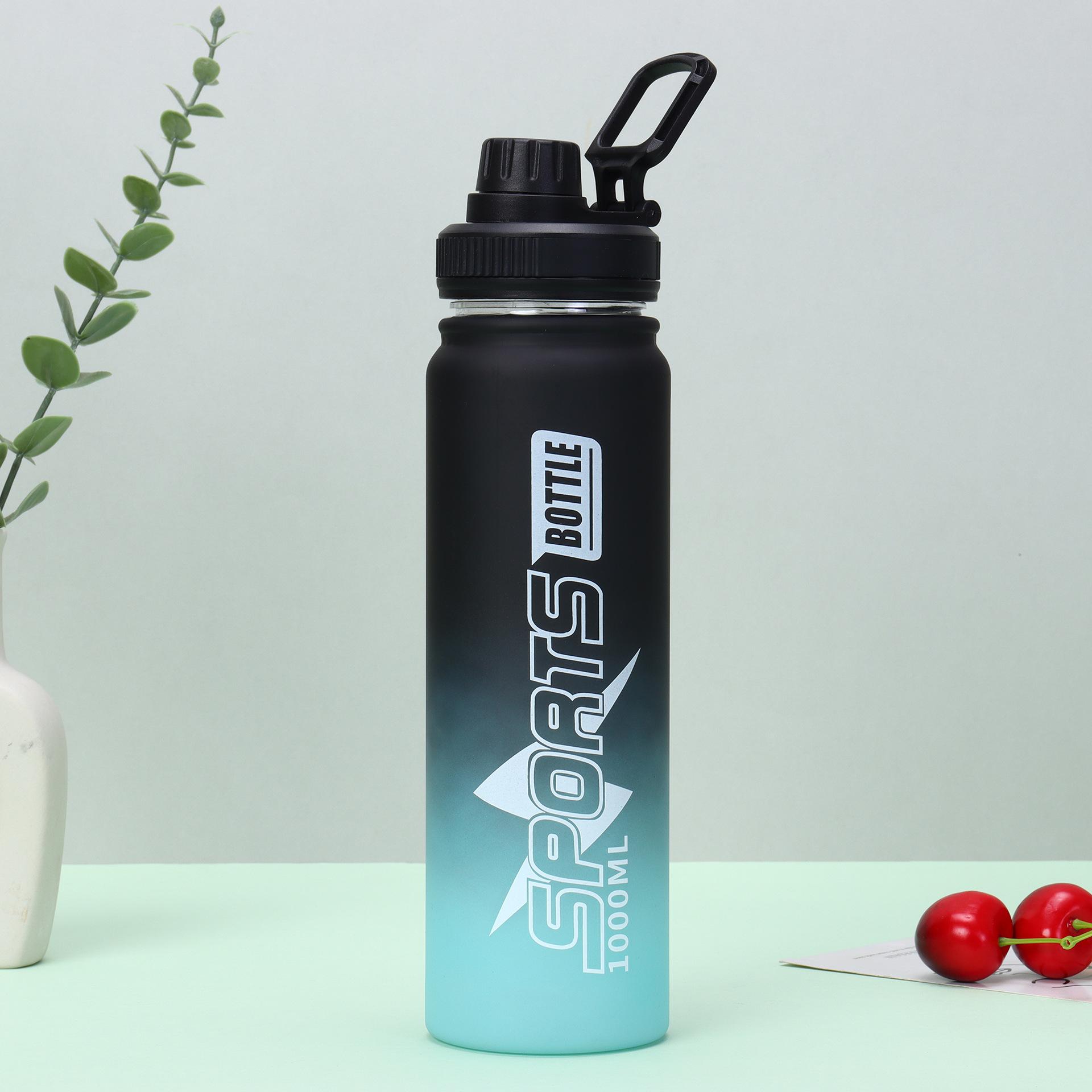 

1 Litre Sports Water Bottle Leak Proof Colorful Plastic Cup Drinking Bottle for Outdoor Travel Portable Gym Fitness Jugs 1000ml зелёный