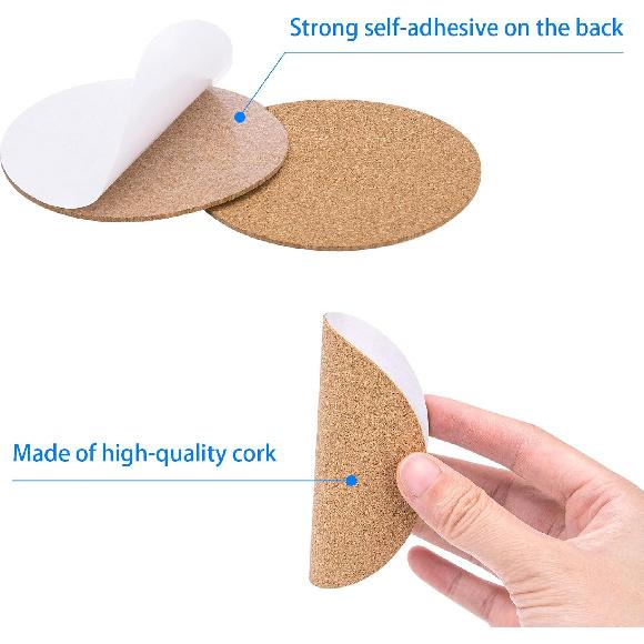 28PCS Self-Adhesive Cork for DIY Coasters (Thickness: 2MM), 3.74" Round Coasters for DIY Crafts, Drinks and Home Tabletop Decoration, with Strong