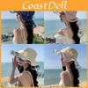 Summer Pearl Floral Straw Hat With Wide Brim For Outdoor Travel Sun Protection