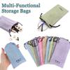 1-11pc Linen Fabric Sunglasses Bag Soft Cloth Glasses Bag Drawstring Portable Eyeglasses Pocket Multi-Functional Storage Bags