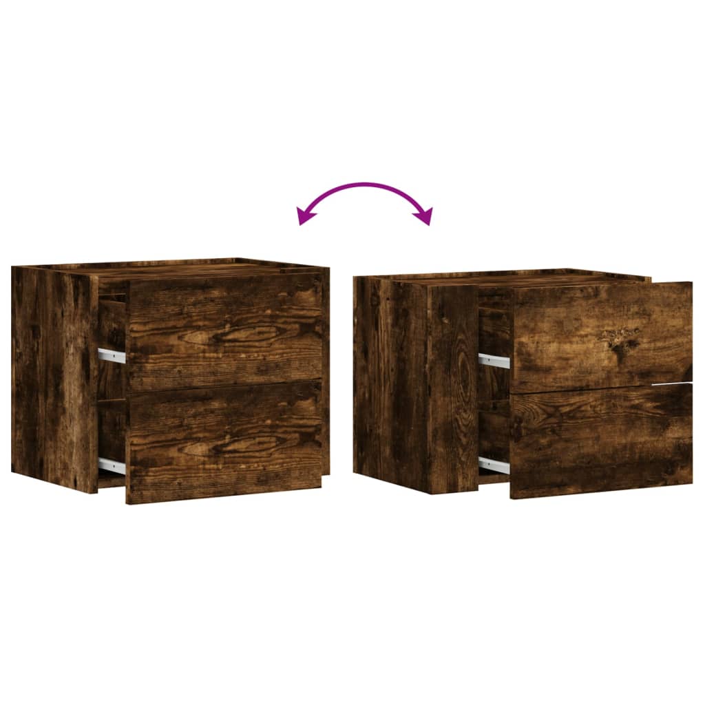 Wall Mounted Nightstand Smoked Oak 45x30x35 cm
