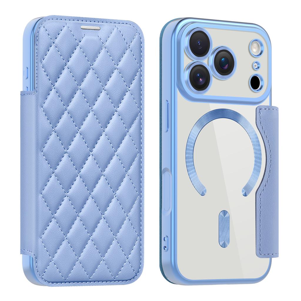 Flip Cover Verchromt Klar Magnetisch Faltbar Leder Geldbörse Hülle Für iPhone17 Air 16 Pro Max Magnetisch 15 14 13 12 11 Pro Steckplatz Kartenhalter Tasche Hülle