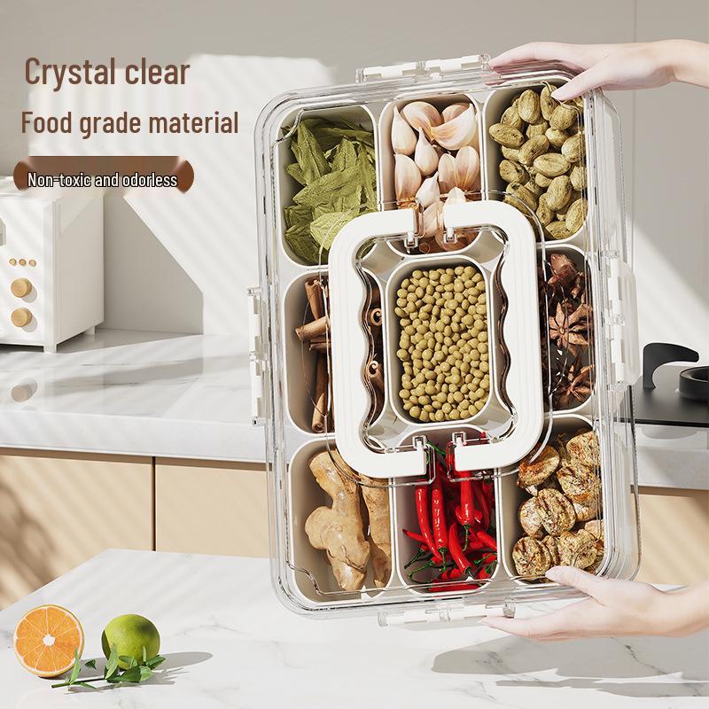 Portable Airtight Food Storage Box - Keeps Salad, Fruit, and Seasonings Fresh with Compartments