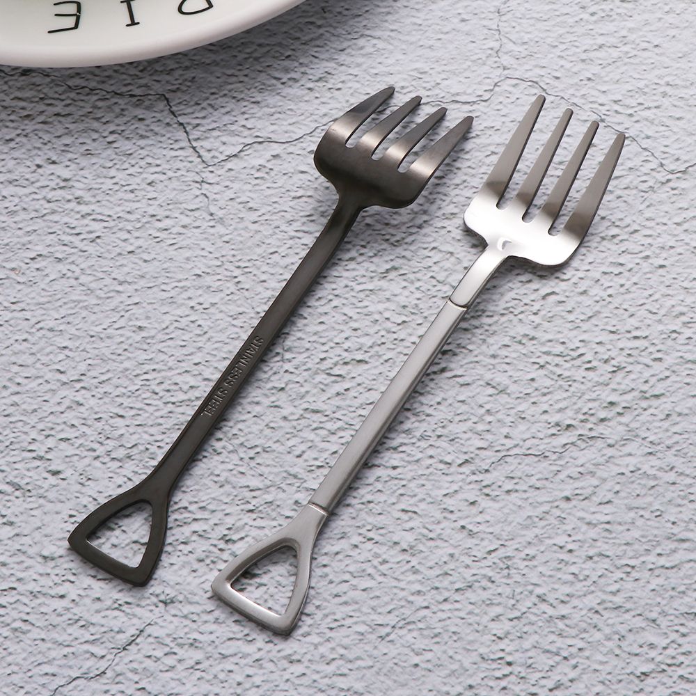 Soup Coffee Kitchen Multi-color Stainless Steel Shovel Shape Spoon Fork Ice Cream