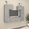 6 piece TV cabinet set concrete grey particleboard