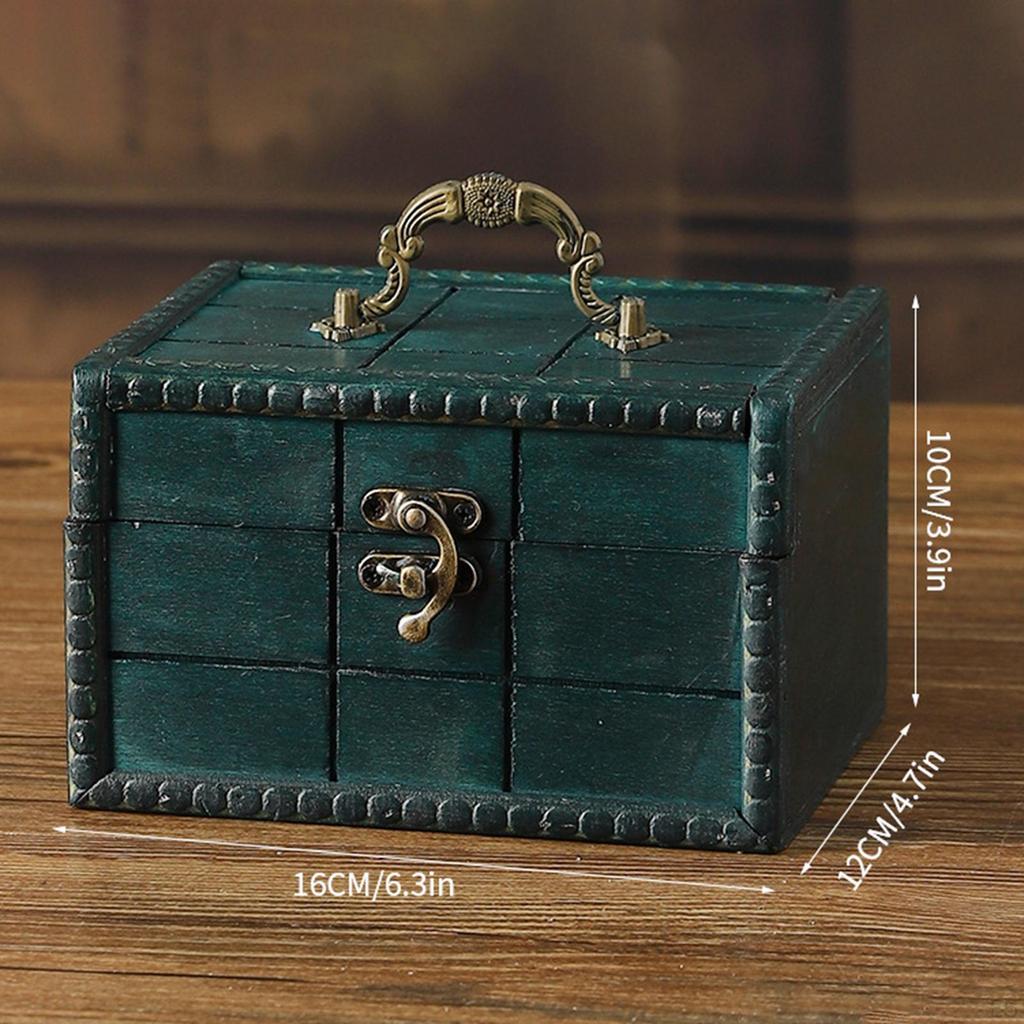 Retro Wood Trinket Box Jewelry Display Case Keepsake Chest Versatile Portable Accessory for Little