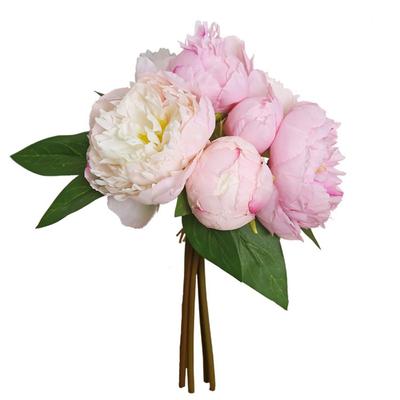 2 Pcs 6 Heads Peonies Wedding Flowers Artificial Flowers Bouquet for DIY Wedding Party Table Center Pieces Room Decor Home Office Fake Floral Gift Box