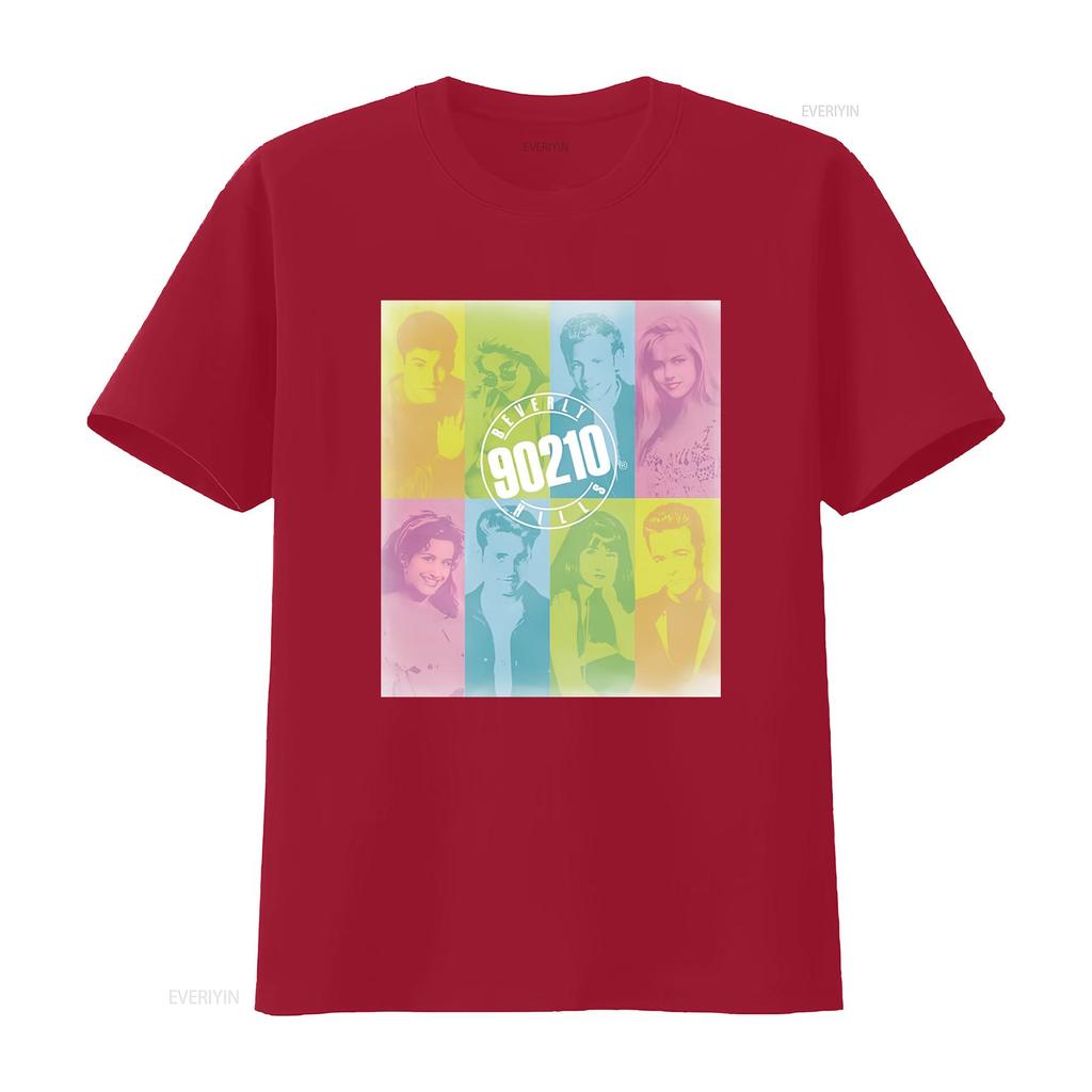 Beverly Hills 90210 Cast Color Block T Shirt for Retro TV Show Fans White vintage Washed Soft Breathable Slightly graphic
