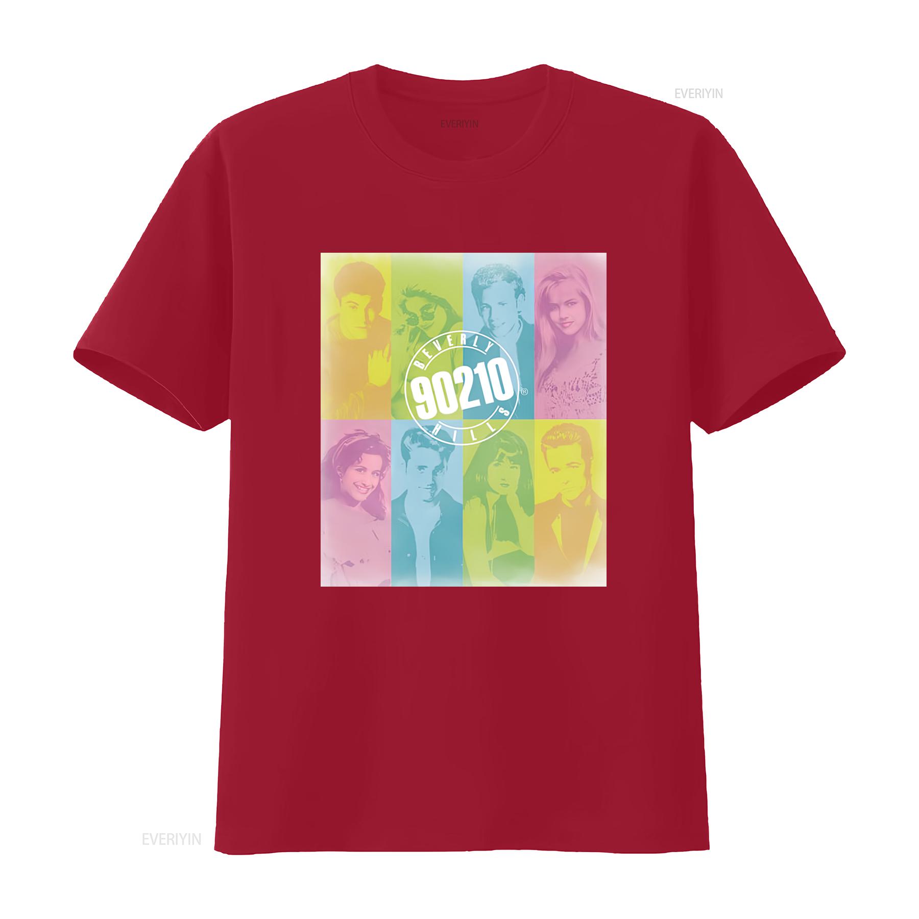 

Beverly Hills 90210 Cast Color Block T Shirt for Retro TV Show Fans White vintage Washed Soft Breathable Slightly graphic S