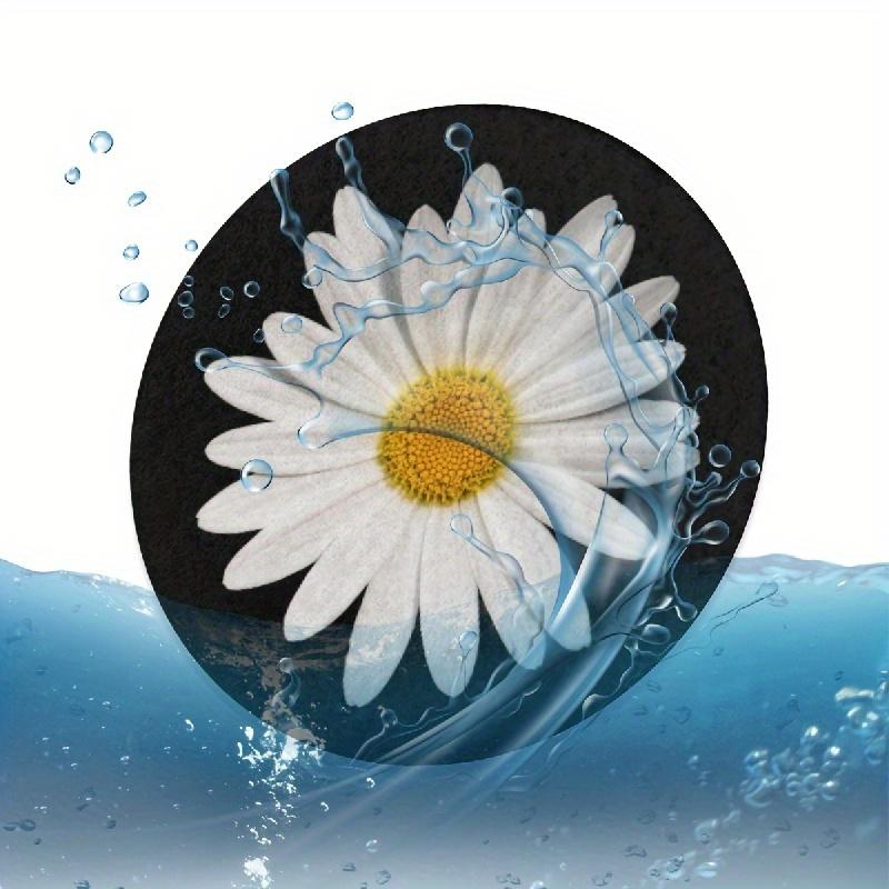 2pcs Daisy Flower Absorbent Car Cup Holder Coaster Car Interior Accessories For Women, Water Cup Coasters For Car Vehicles & Home Desk