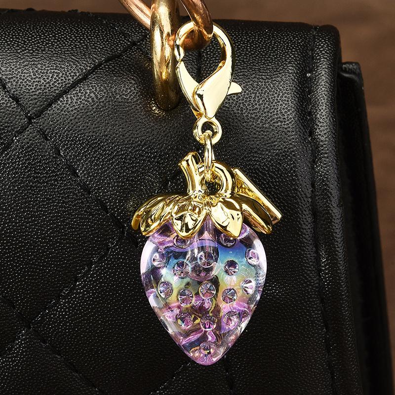 Strawberry Keychain Transparent Keyring Stylish Pendant Keychains Exquisite Backpack Decoration Accessories Gifts