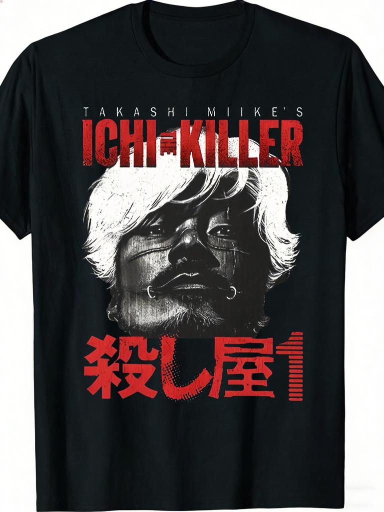 Neutral T Shirt Ichi The Killer Movie Graphic Black Color Takashi Miike Film Design Japanese and Character Print for Men Women