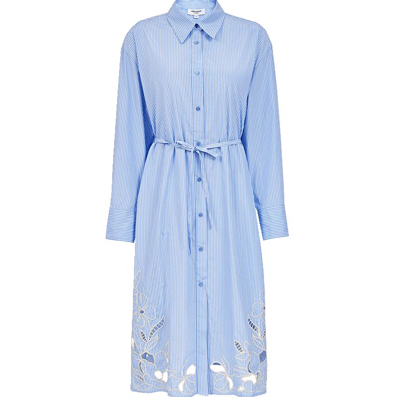

VEROMODA Striped Embroidered Button-Front Midi Shirtdress XL