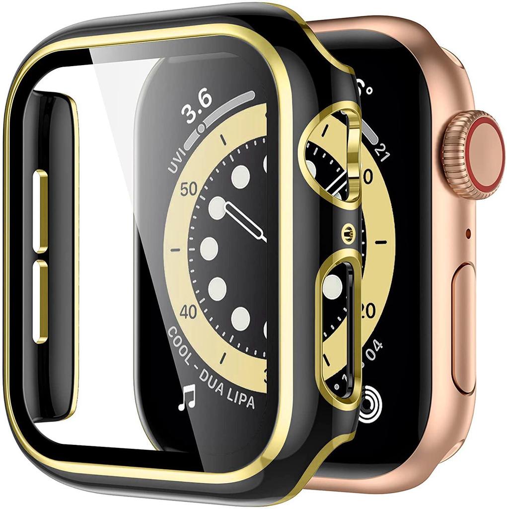 Coque de protection bicolore pour Apple Watch iWatch7 avec film en verre trempé