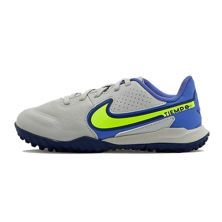 New Nike Tiempo Legend 9 Slip Resistant Cushioning Abrasion Resistant Low Top Kids' Soccer Shoes Gray Blue Kids' DA1328-075