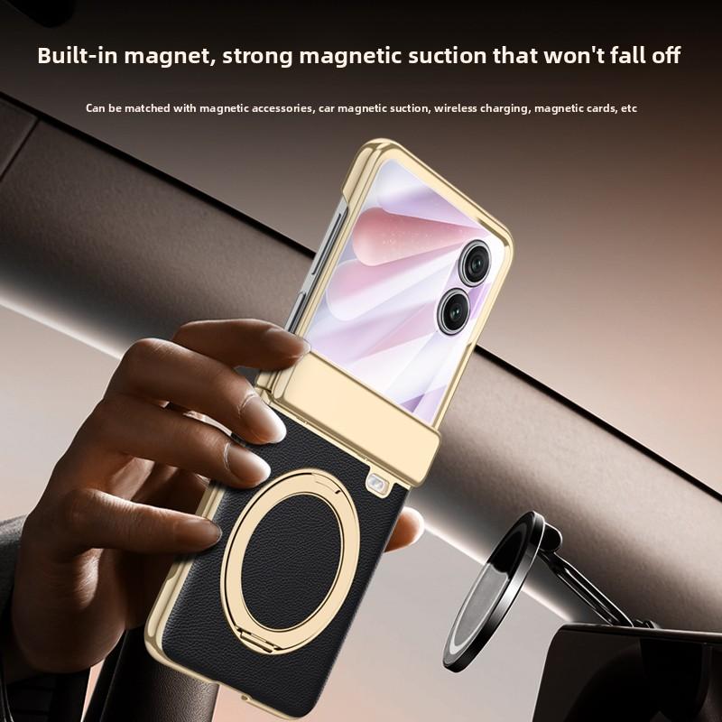 360° Rotating For Magsafe Magnetic Holder Phone Case with HD Screen Protector for Honor Magic V Flip 2 5G Hinge Cover