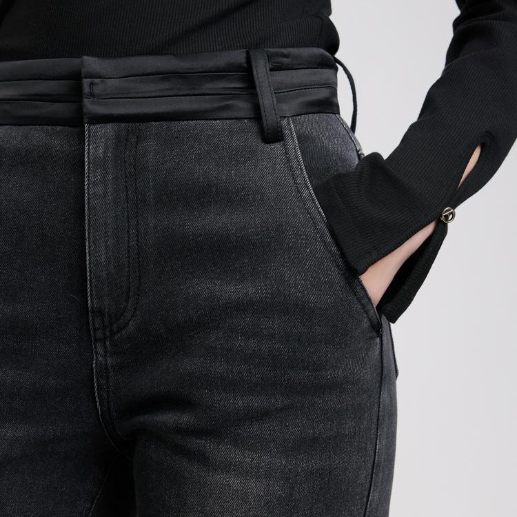 Elle Zipper Flared Natural Waist Jeans Women jeans Black L8CQF066