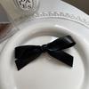 Cream Bow French Leather Hair Clip - Chic & Stylish, High-End Niche Design for Simple Bangs