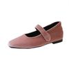 Fashion Spring French Style Square Toe Shallow Mouth Ladies Shoes 2025 New Style with Low Heel Suede Flat Shoes Autumn Women's Shoes