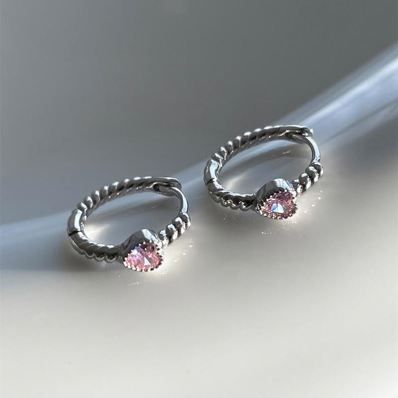Earrings New Trendy Niche Design Sense Premium Earrings Love Pink Zircon Twist Earrings Stud Earrings Women