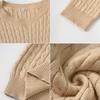 Ladies Autumn Winter Long Sleeve Round Collar Wardrobe Staple Solid Color Versatile Pullover Warm Knitted Sweater Knitwear Top
