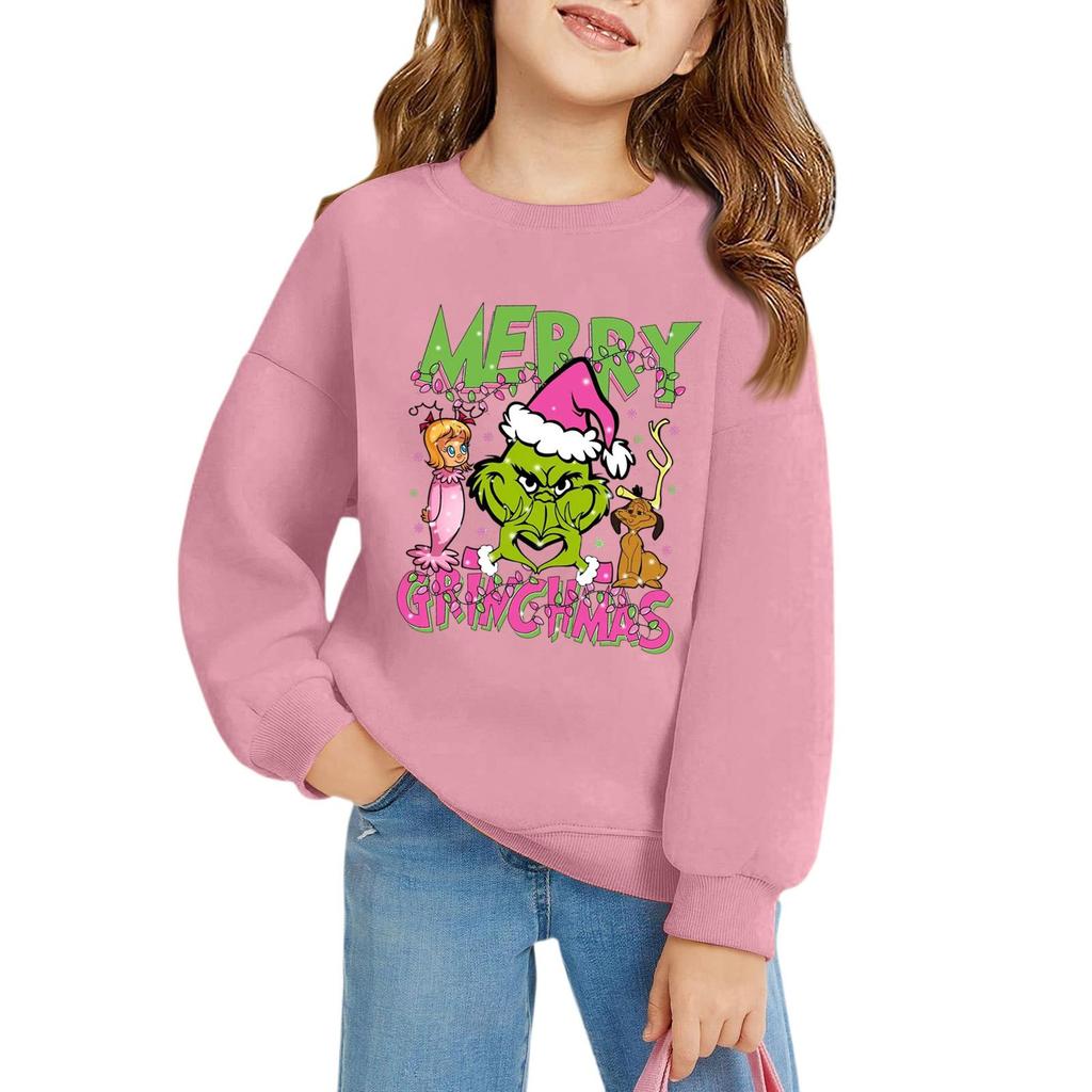 Julegenser for jenter med rund hals til barn, trykte babytopper