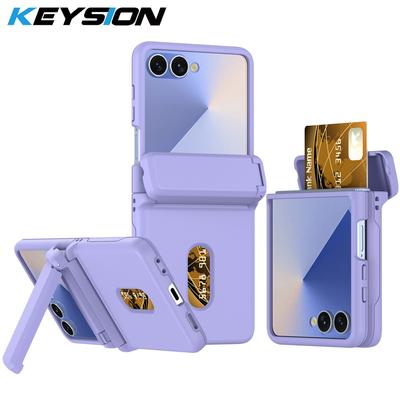 KEYSION Custodia Antiurto per Samsung Z Flip 7 6 5 5G PC Rigido con Supporto ad Anello con Cerniera Fessura per Scheda Copertura per Telefono per Galaxy Z Flip 5 6 7