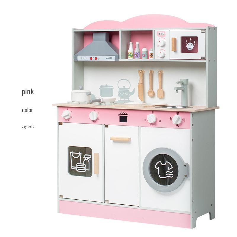 Wooden Kids' Kitchenware Playset with Sound and Light Range Hood