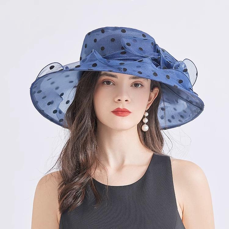 2025Newest Hot Fashion 1Pcs Mesh Ruffles Flower Women Kentucky Derby Wide Brim Wedding Church Occasional Organza Sun Hat