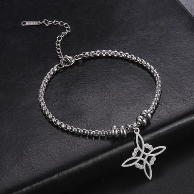 Moda Aço Inoxidável Chique Símbolos Celtas Bruxa Nó Pingente Pulseira Sorte Jóias Feriado Presente de Aniversário Para Amante Família