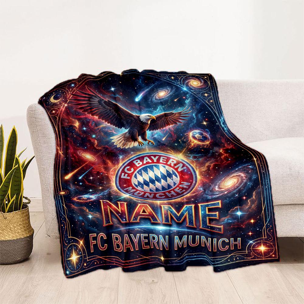 Bayern Munich Galaxy Fan Art Customize Your Name Blanket Throw Customizable Blanket Durable Comfort Suitable for Picnics Office Chair Seaside