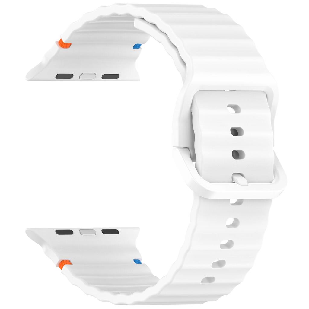 Wave Pattern Silicone Strap: Compatible with Apple Watch Series 7/8/9/10, Colorful Buckle, Ultra Replacement Wristband