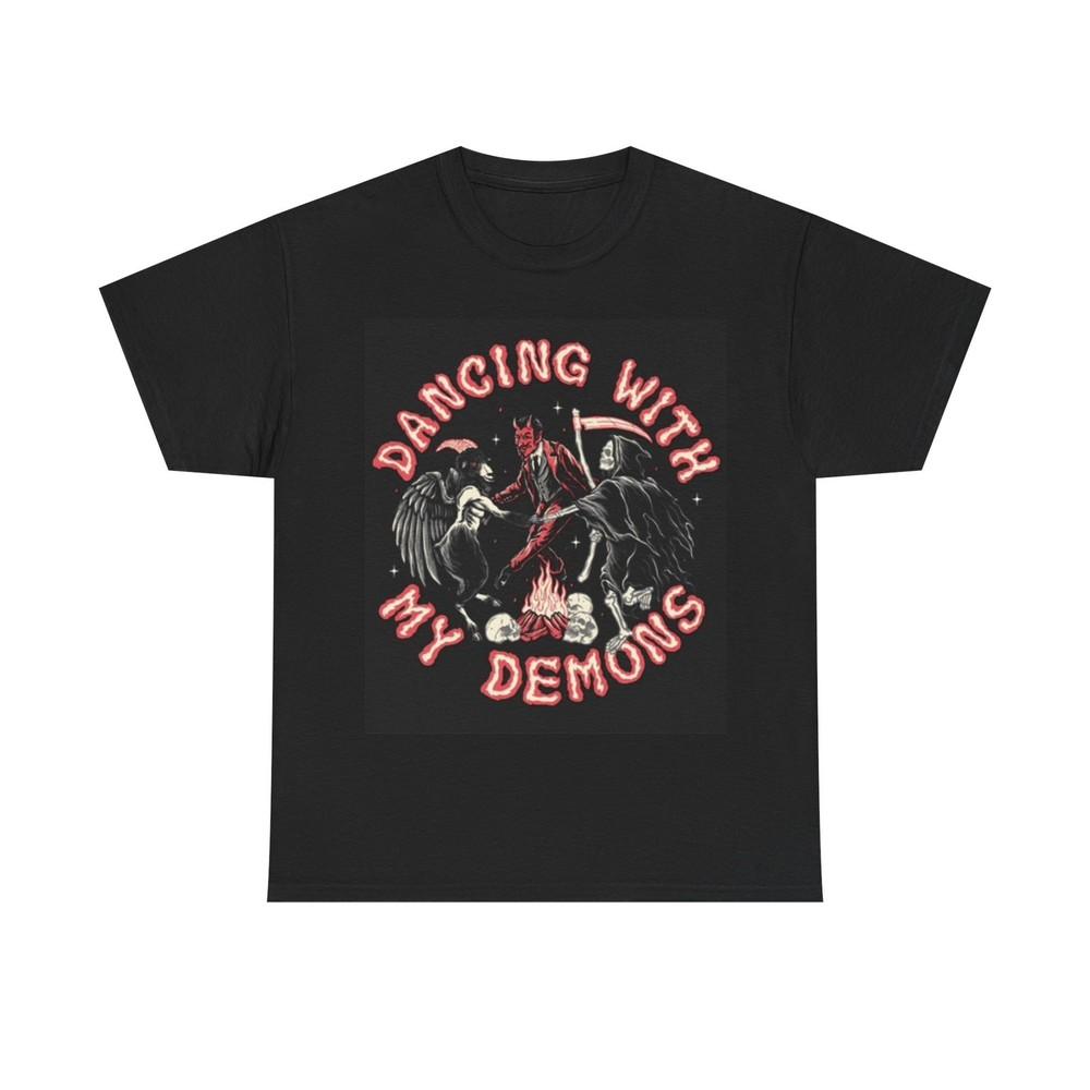 Dancing With My Demons Shirt Funny Devil Graphic Unisex Heavy Cotton Tee Unisex T-Shirt S