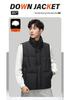 Men's Winter Down Vest: Outdoor Workwear, Stand Collar, Two-way Zip.
