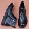 Herrenstiefel 2026 Herbstmode Leder lässig mittelhoch hoch geschnitten Lederschuhe Trend Lederstiefel Kurzstiefel runde Spitze