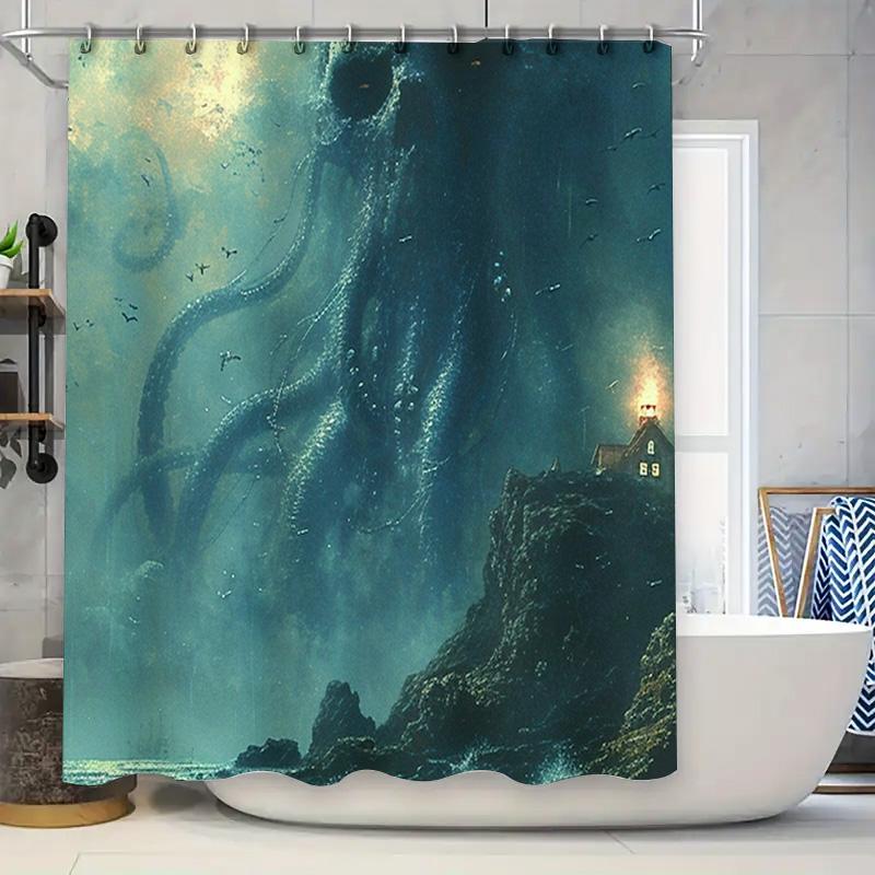 

Unique Underwater World Shower Curtain With Fish School Design For Bathroom Decor Size 72X84 Inches / 183X213Cm W60H190(CM)-1 Pcs