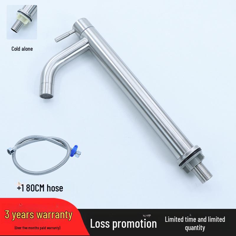 304 Stainless Steel Tall Single Cold Bathroom Faucet