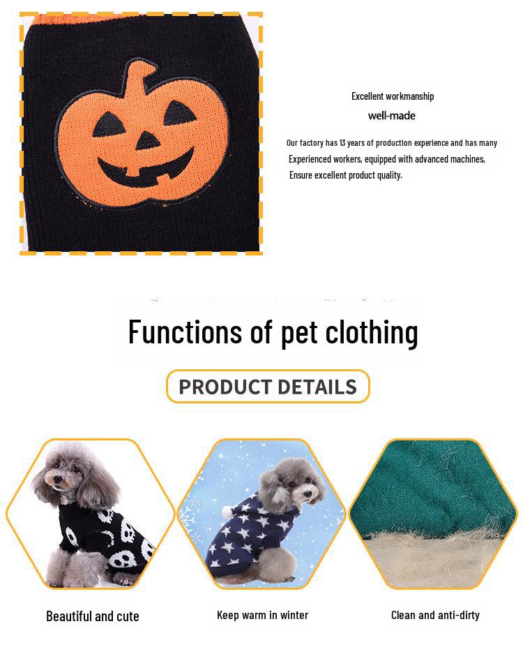 Festive Dog Sweaters: Snowflake, Christmas, Halloween, and Elk Designs