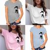 Solid Women Simple Cat Tshirt Loose Short Sleeve Casual Simple Pullover Tops