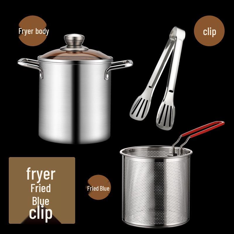 Mini Multifunctional 304 Stainless Steel Frying Pan with Filter for Induction Cookers