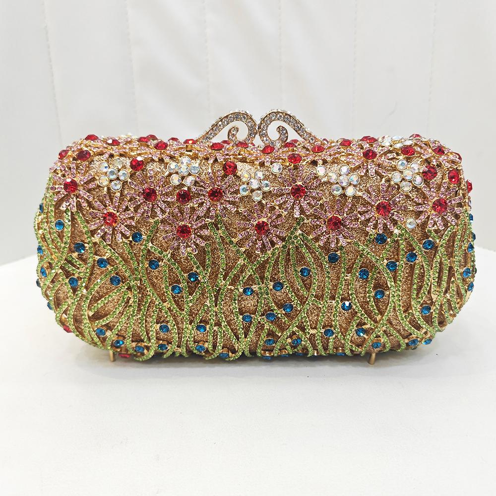 Women Rhinestone Evening Bag Green/Blue/Pink/Red Crystal Wedding Purses Bridal Prom Clutches Diamond Party Formal Handbags