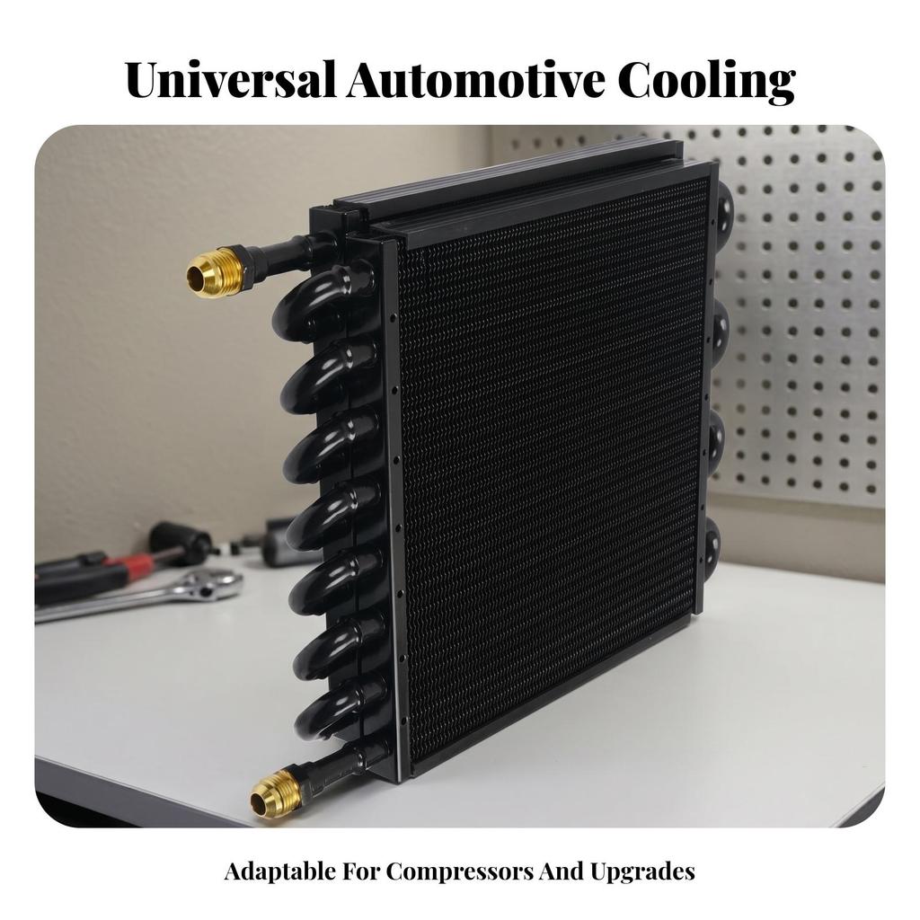 Car Climate Control Condenser Curved Side Tubes Cooling System 7.5 Mm Fittings 16row Silv
