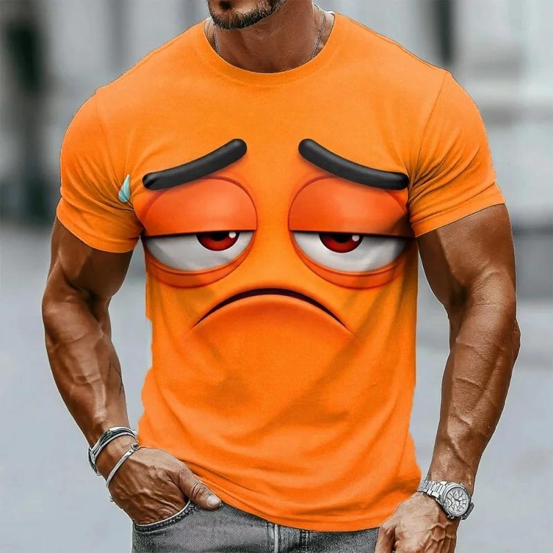 T-shirt Divertente Stampata in 3D per Uomo T-shirt con Fantasia Colorata Moda Estiva Girocollo Top Larghi Magliette a Maniche Corte Streetwear