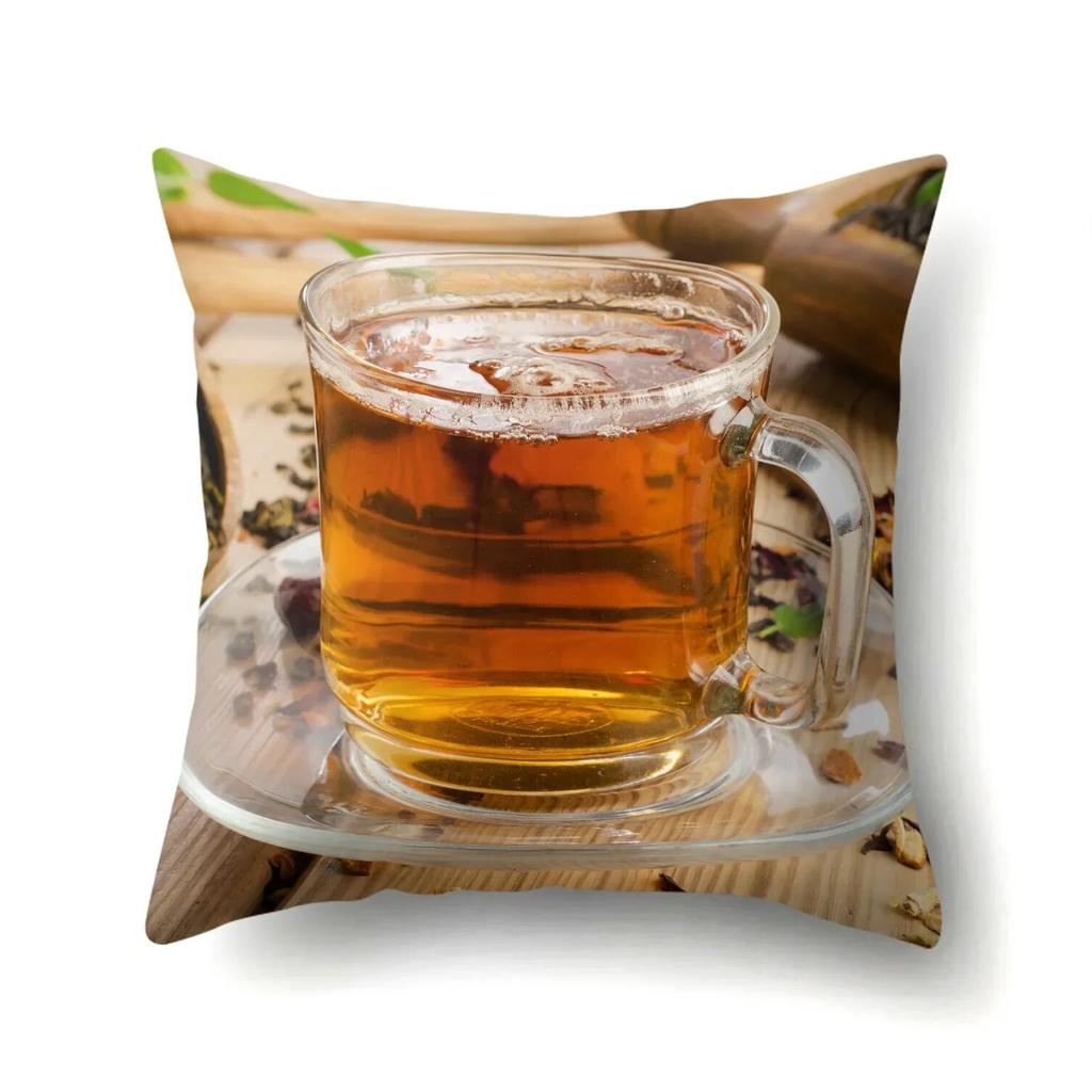Black Tea Cup Pillowcase Office  Waist  Sofa