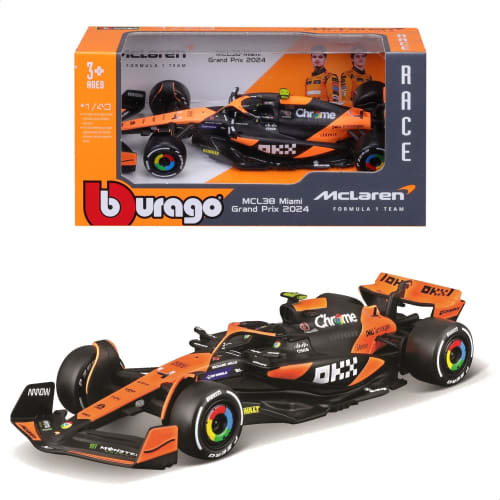 Bburago 2024 Model 1/43 Scale F1 McLaren MCL38 #4 Lando Norris / Race Sports Car Diecast Model Car 18-38214 (#4)