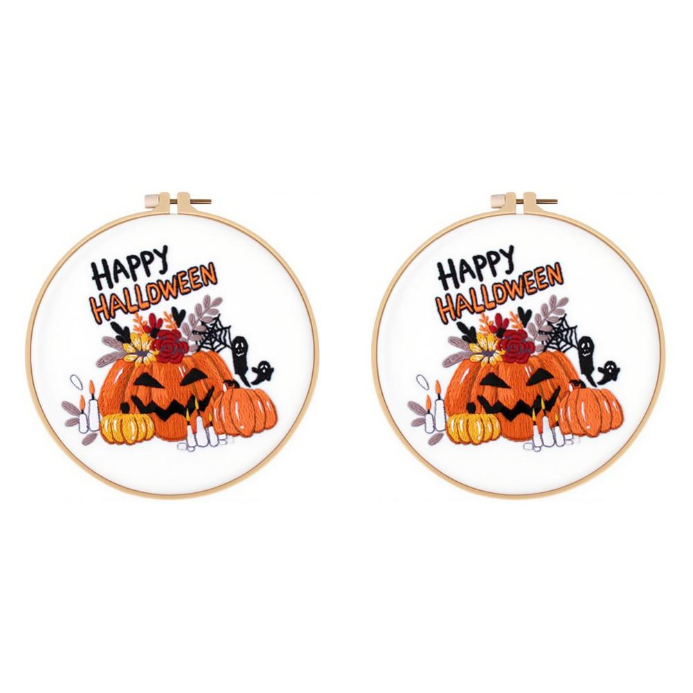 1/2/3 Pcs Halloween Hand Embroidery Counted Stamped Embroidery Kit DIY Cross Stitch Halloween Craft Needlework for Home Decor